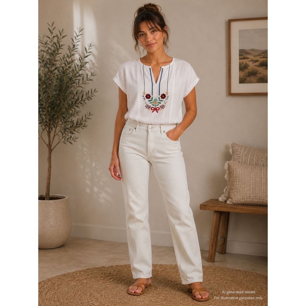 Pure Jeanswear Vintage High Waisted Straight Leg Jeans Off White Cream 32x27